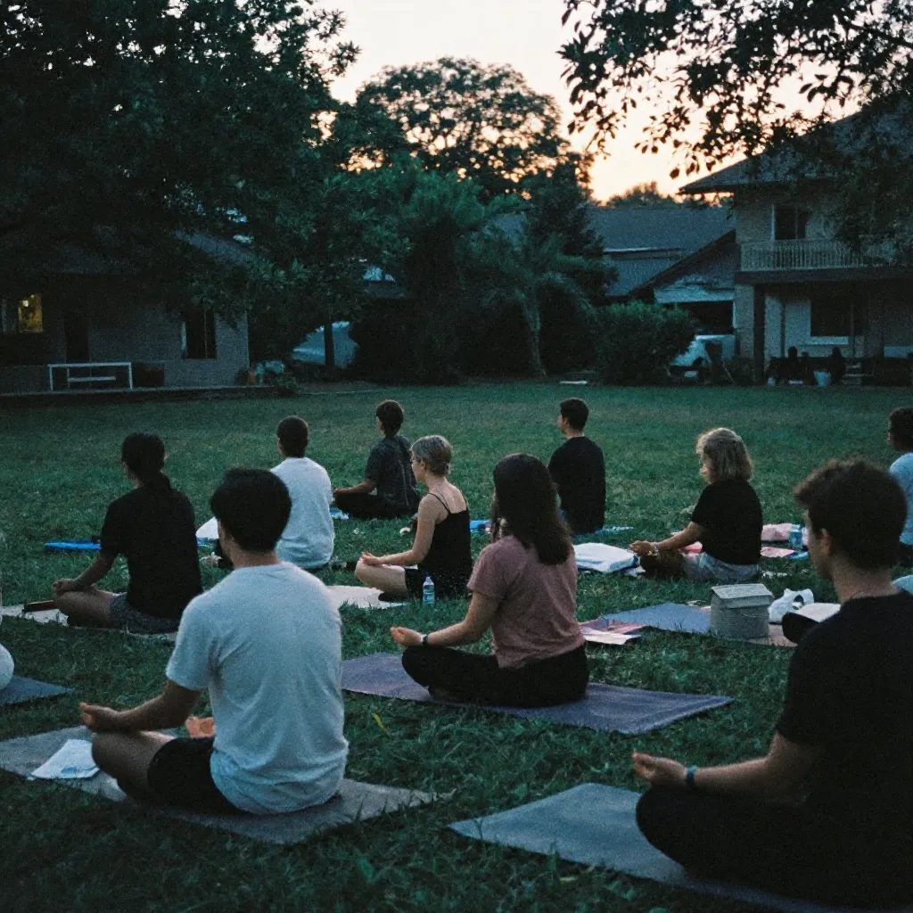 Soft gradient wall lighting beside empty chairs